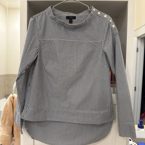J. Crew Navy and White Striped Blouse - Picture 1 of 6